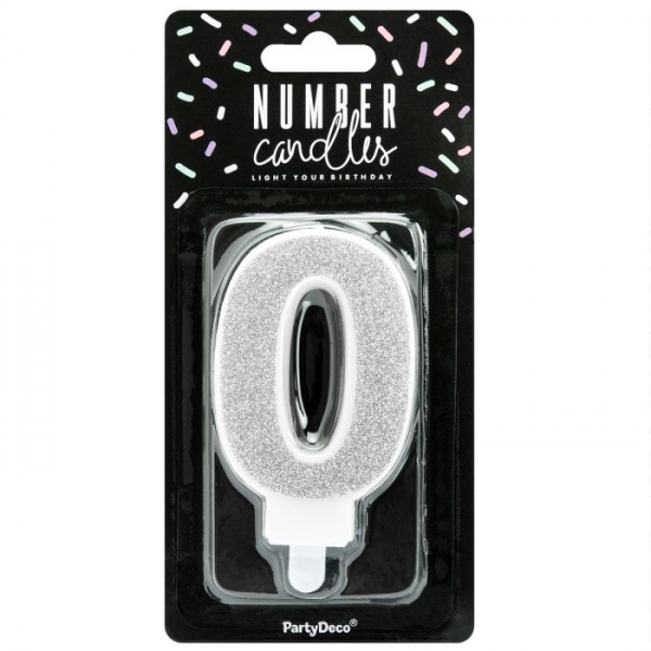 Number Candle - 0 – Silver